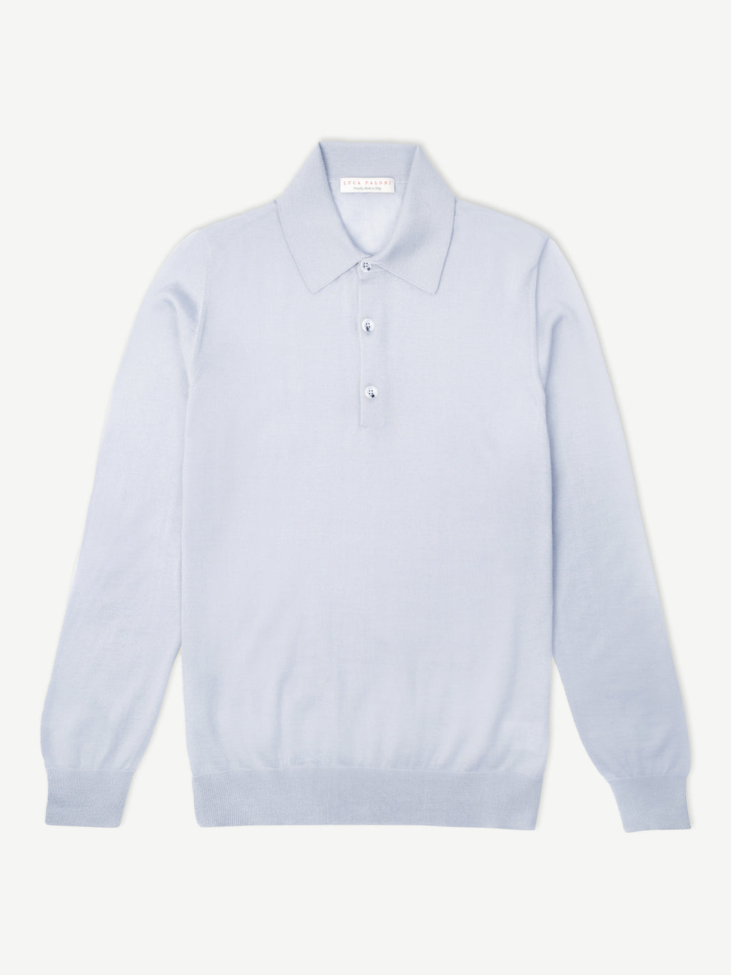 Luca Faloni Silk-Cashmere Knitted Polo - Ice Grey - view 4