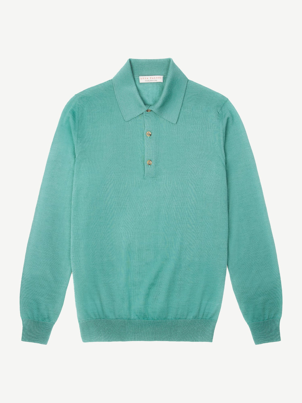 Luca Faloni Silk-Cashmere Knitted Polo - Aquamarine - view 4