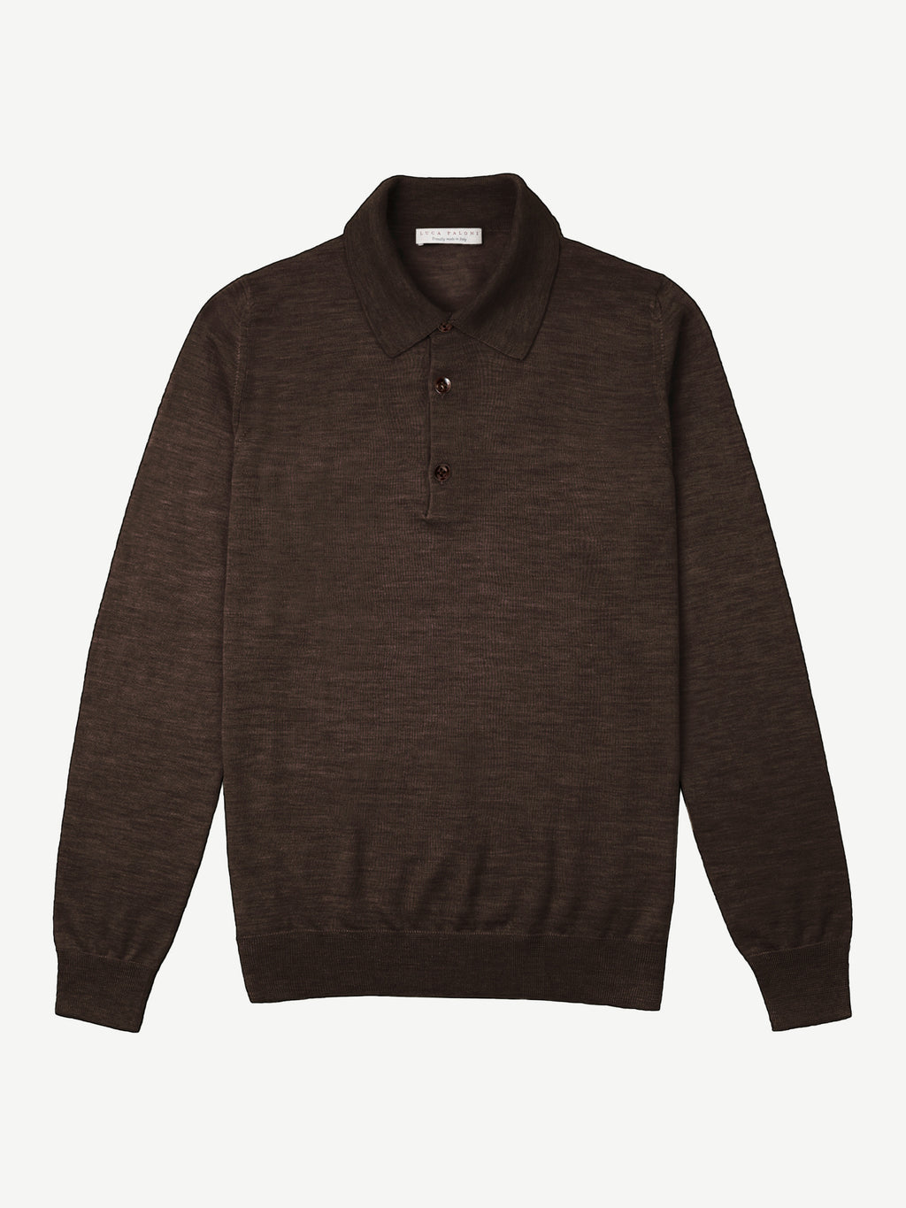 Luca Faloni Silk-Cashmere Knitted Polo - Chocolate Brown - view 4