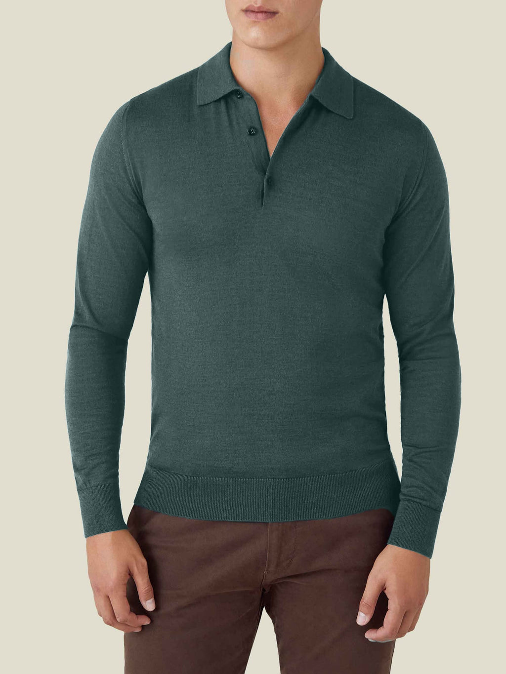 Luca Faloni Silk-Cashmere Knitted Polo - Forest Green - view 1