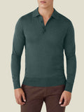 Luca Faloni Silk-Cashmere Knitted Polo - Forest Green - view 1