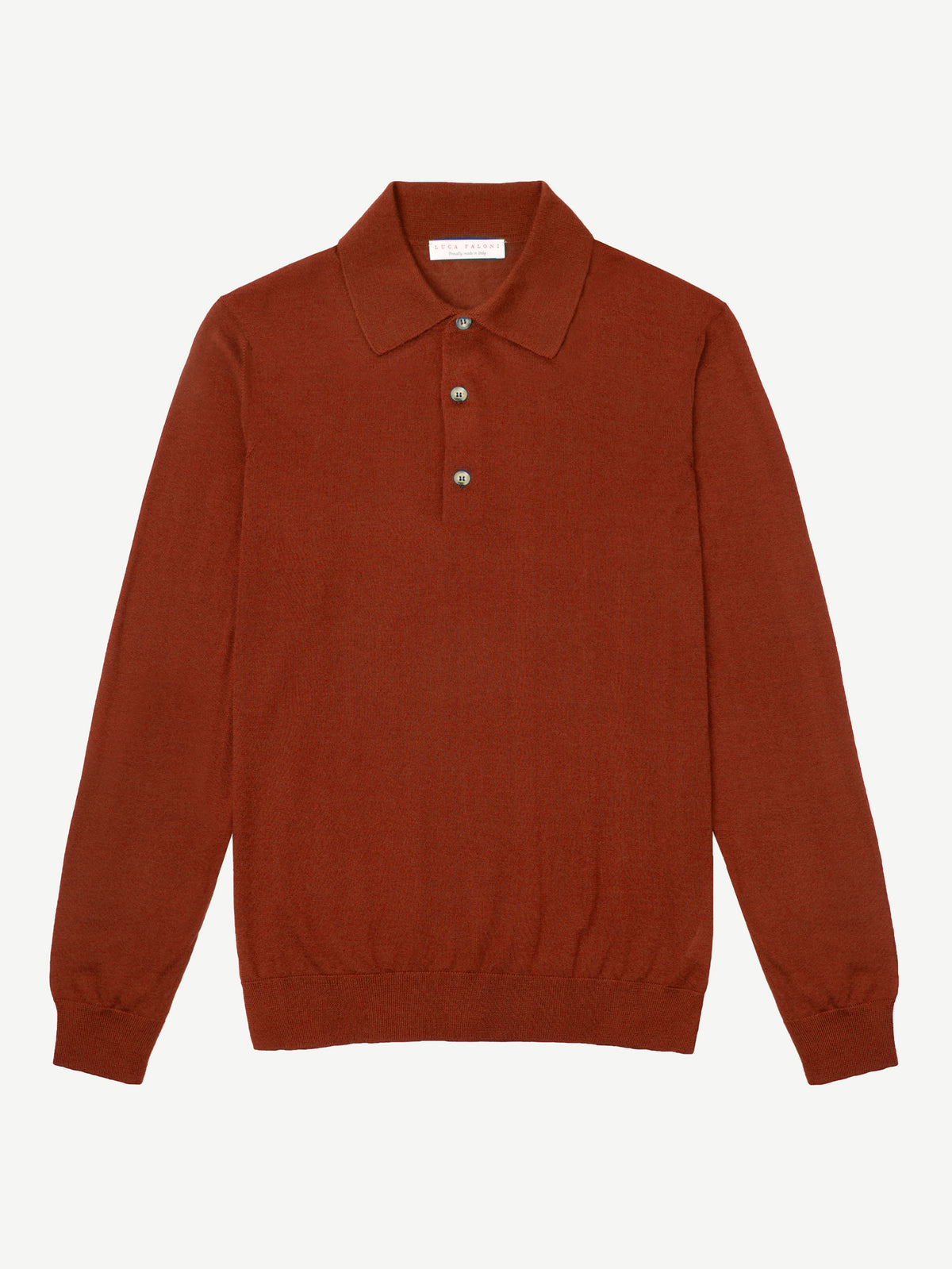 Luca Faloni Silk-Cashmere Knitted Polo - Rust - view 4