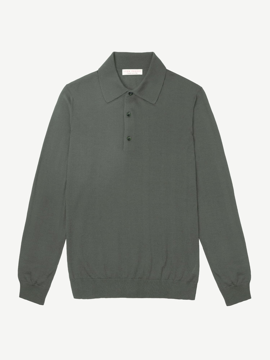 Luca Faloni Silk-Cashmere Knitted Polo - Moss Green - view 4