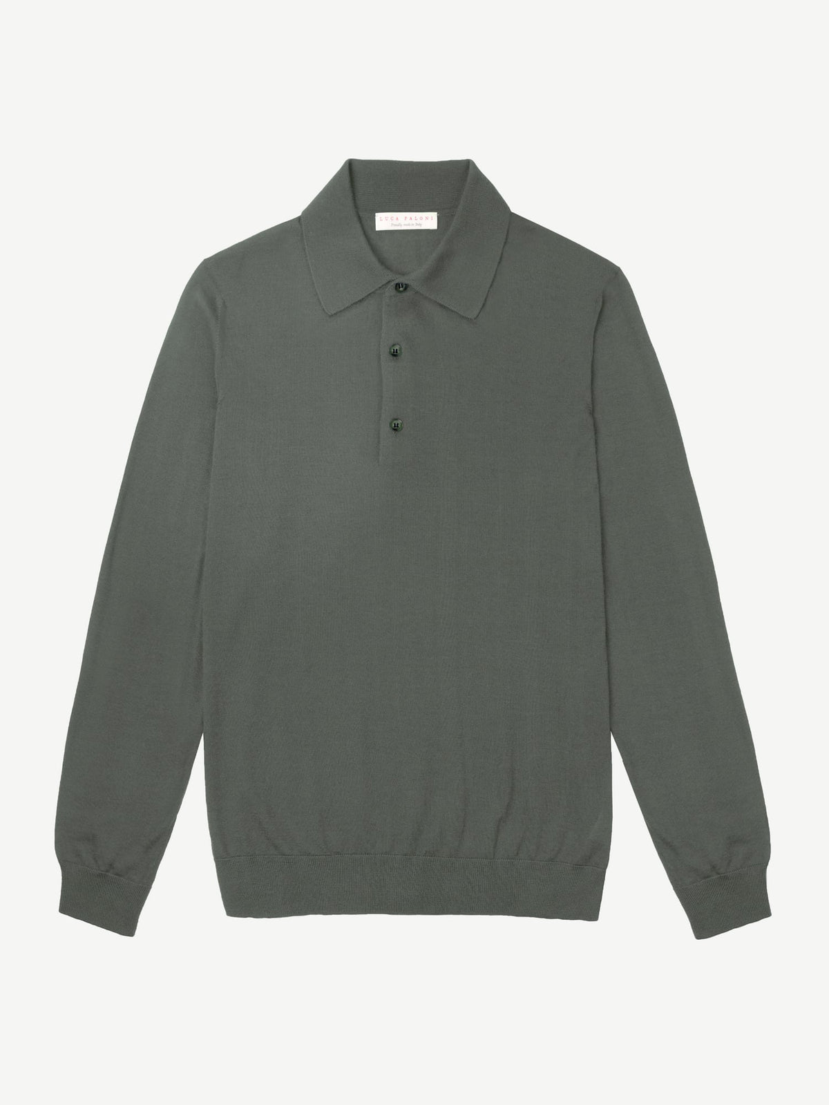 Luca Faloni Silk-Cashmere Knitted Polo - Moss Green - view 4