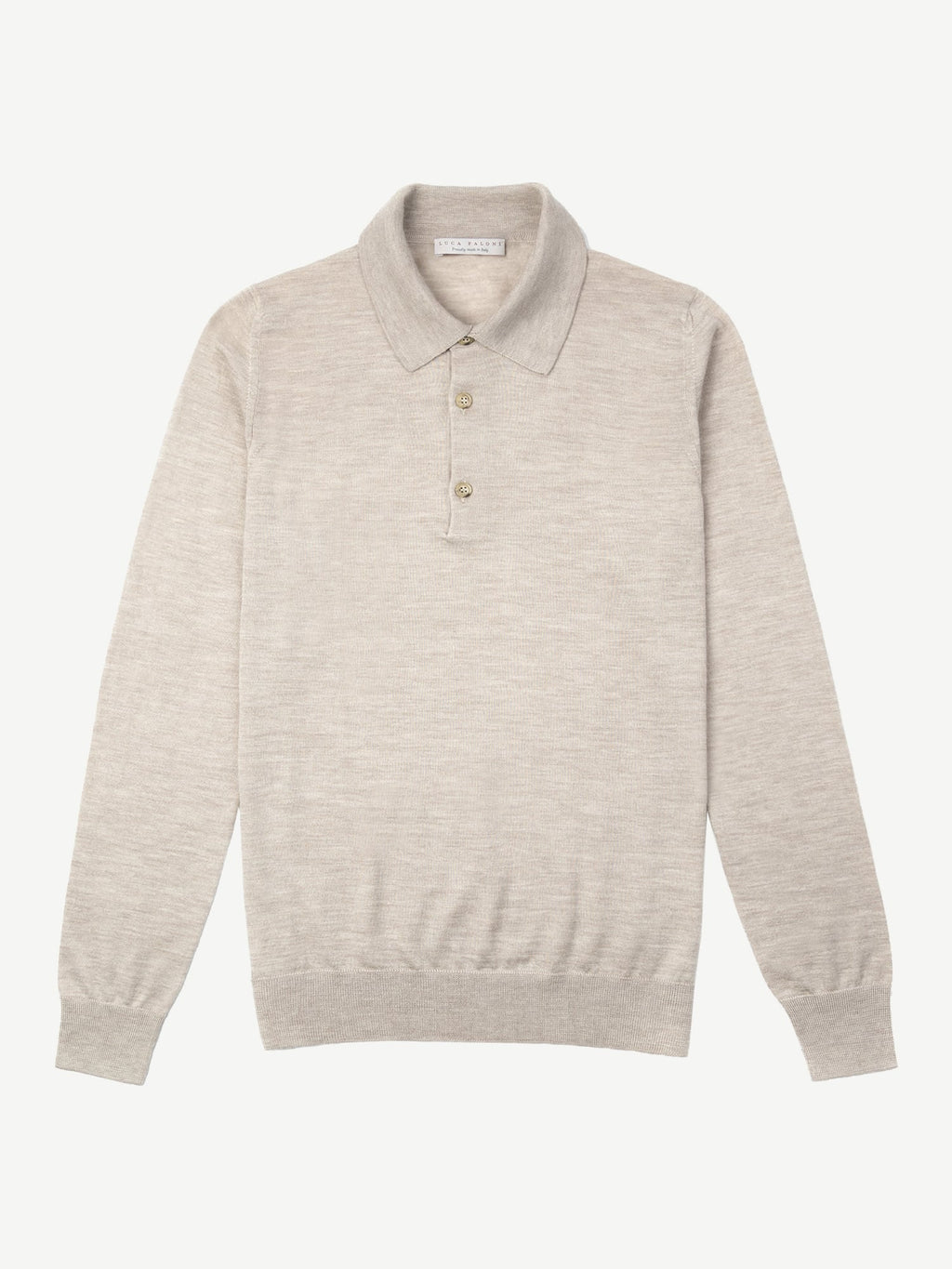 Luca Faloni Silk-Cashmere Knitted Polo - Oatmeal - view 4