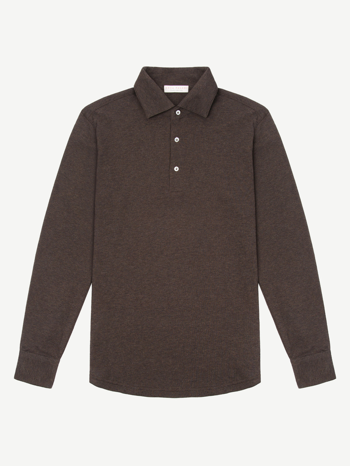 Luca Faloni Cotton Piqué Brera Polo Shirt - Chocolate Brown - view 5