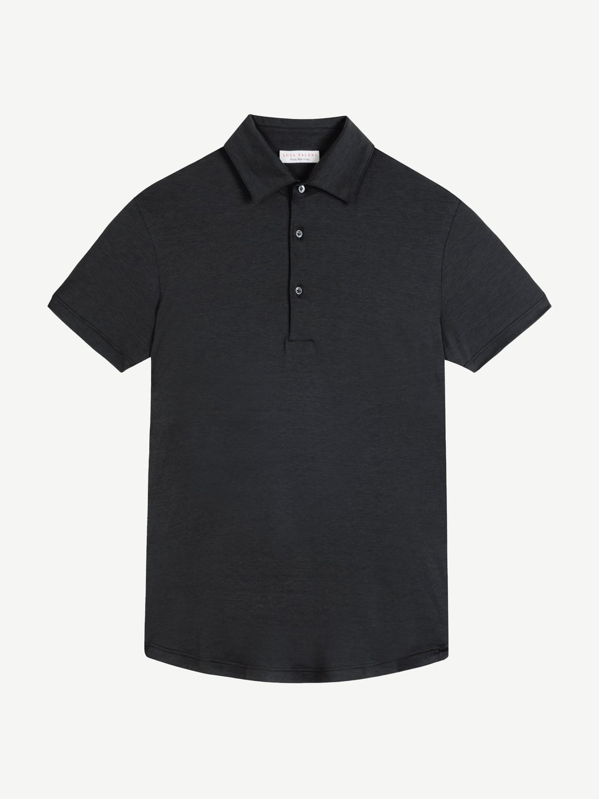 Luca Faloni Silk-Cotton Polo - Charcoal Grey - view 5