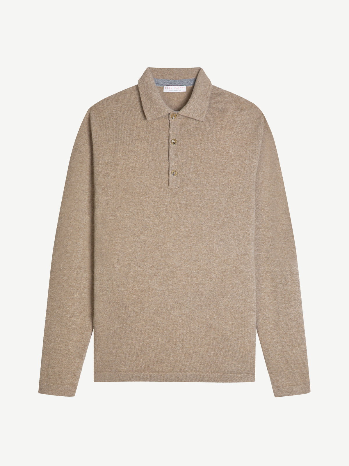 Luca Faloni Cashmere Polo Sweater - Camel Beige - view 4