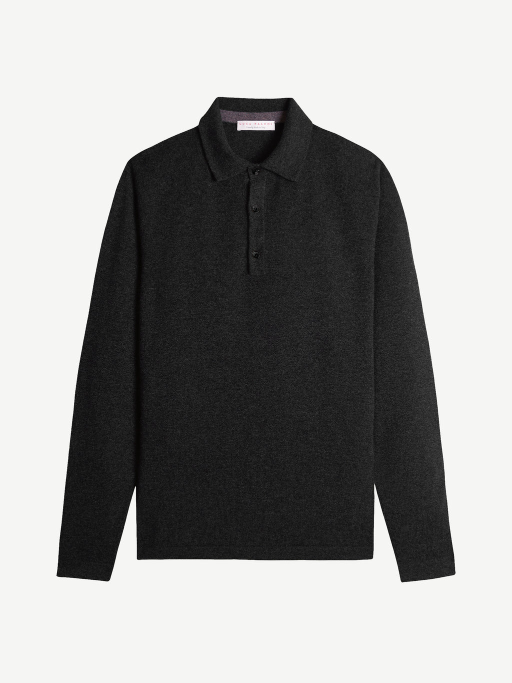 Luca Faloni 2-Ply Cashmere Polo Sweater - Charcoal Grey - view 4