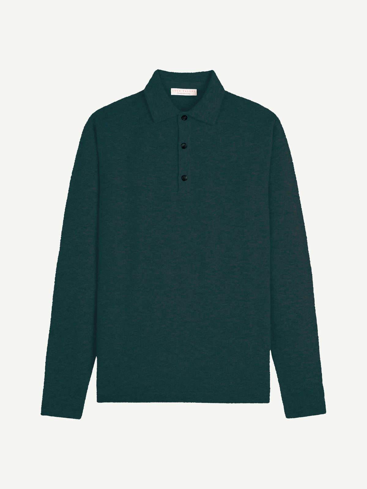 Luca Faloni 2-Ply Cashmere Polo Sweater - Forest Green - view 4