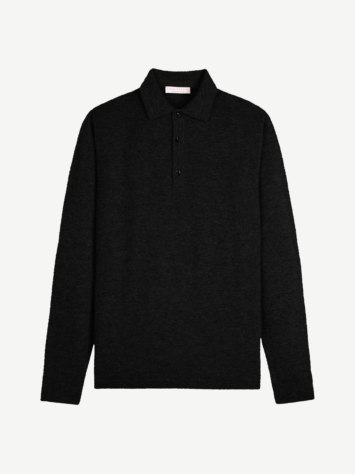 Luca Faloni 2-Ply Cashmere Polo Sweater - Black - view 4