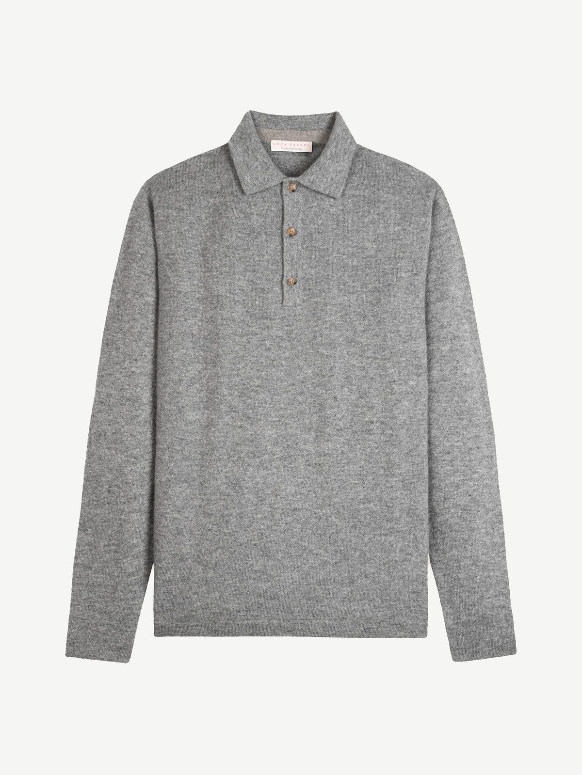 Luca Faloni 2-Ply Cashmere Polo Sweater - Dolomiti Grey - view 4
