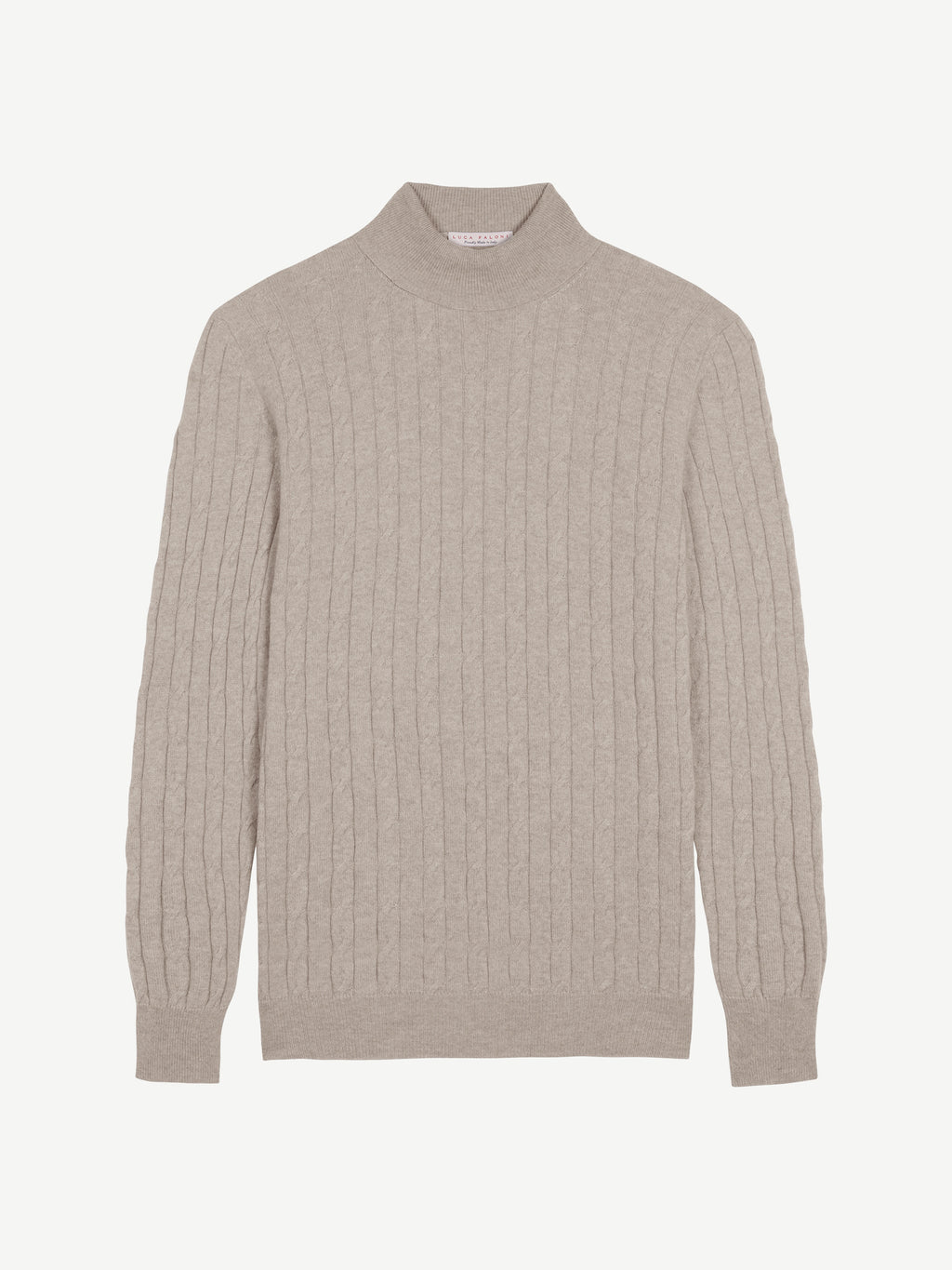 Luca Faloni 2-Ply Cashmere Cable Knit Roll Neck - Almond - view 5