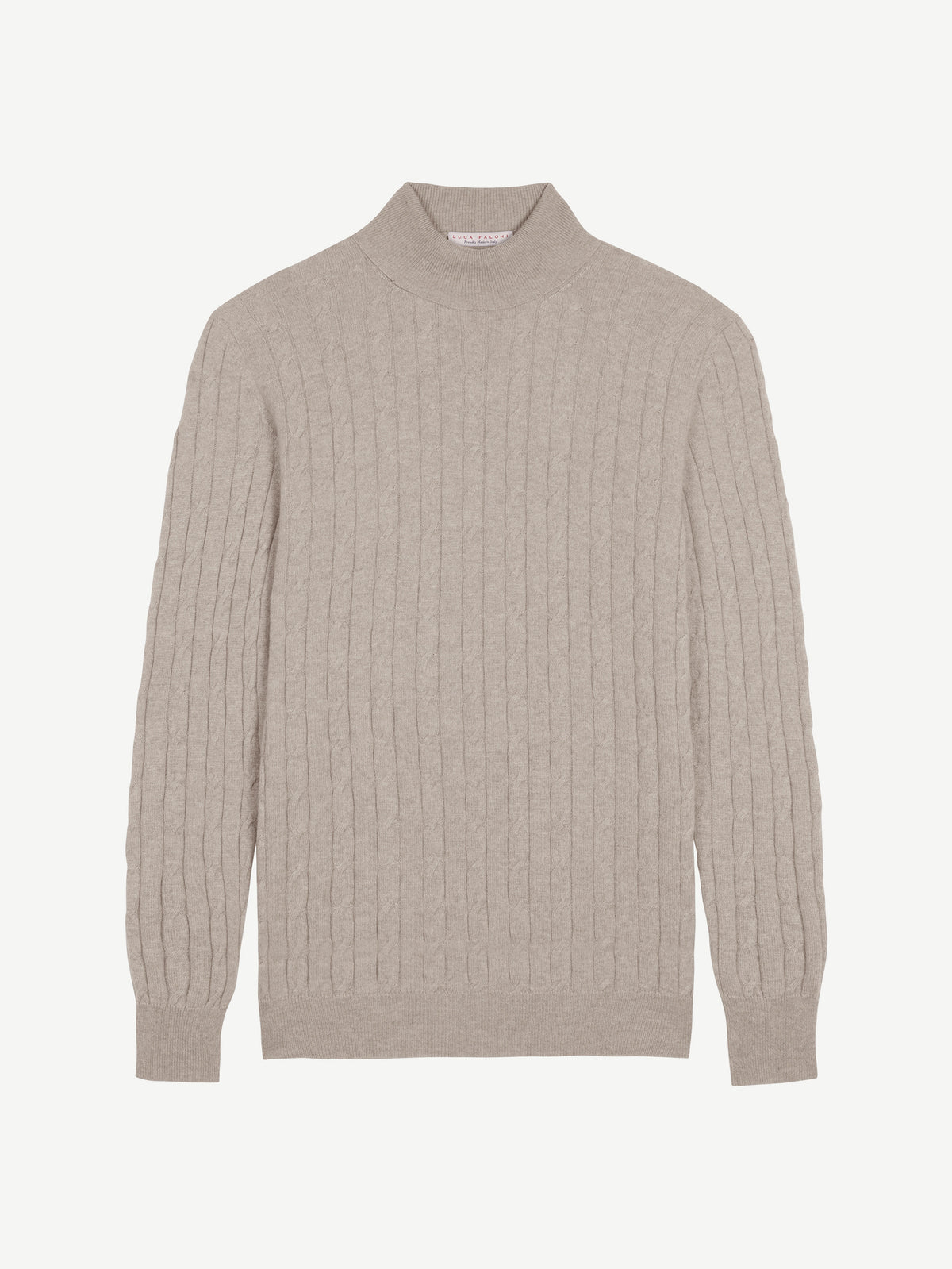 Luca Faloni 2-Ply Cashmere Cable Knit Roll Neck - Almond - view 5