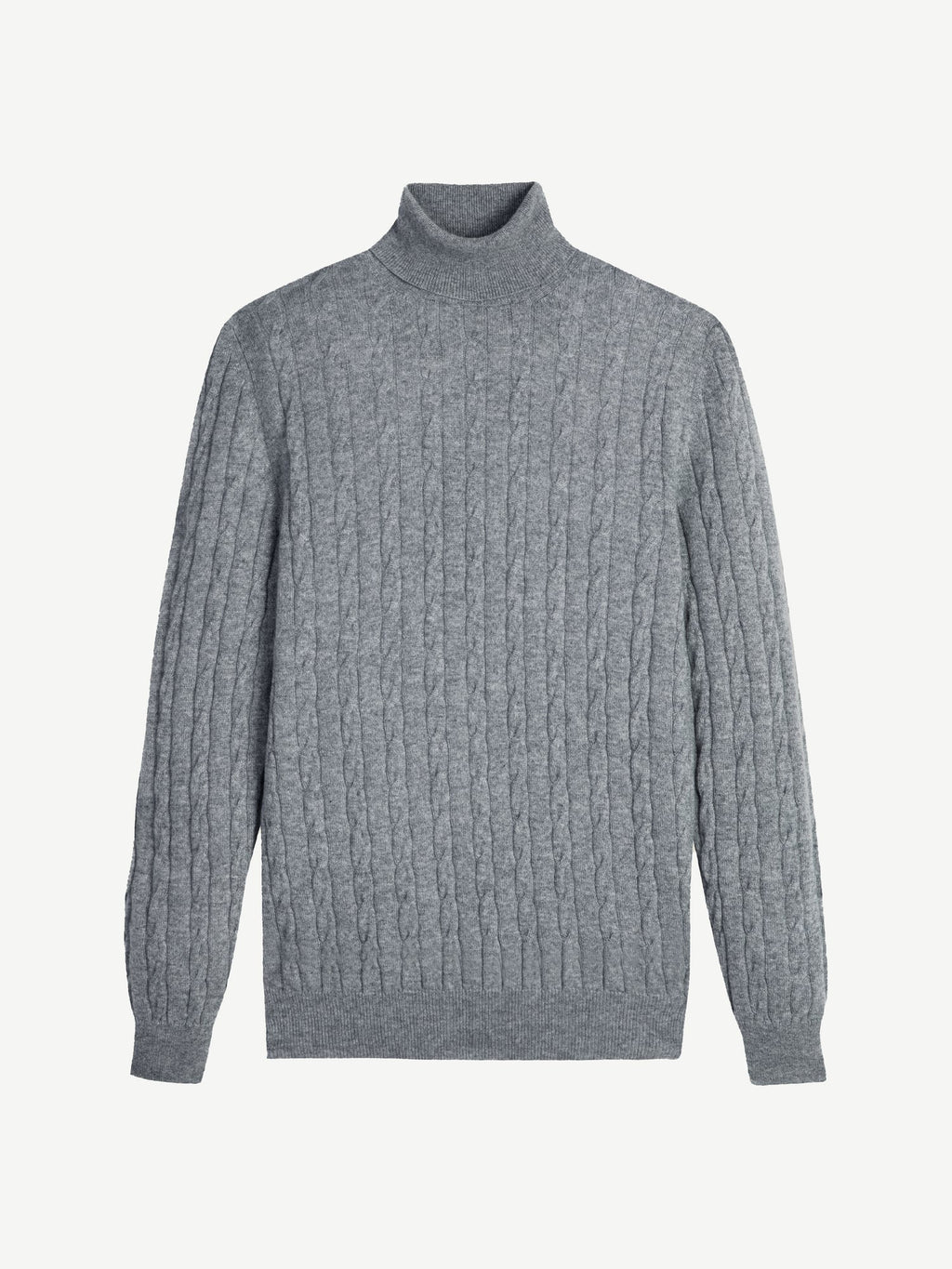 Luca Faloni 2-Ply Cashmere Cable Knit Roll Neck - Dolomiti Grey - view 5