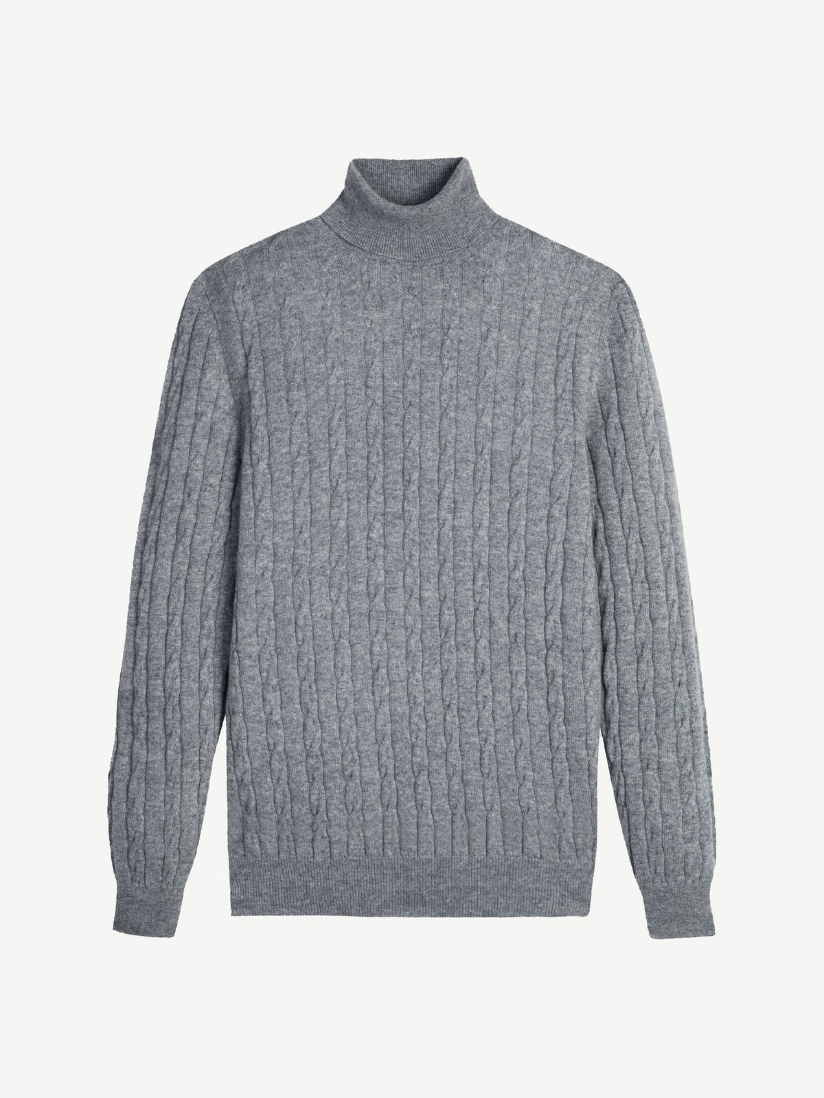 Luca Faloni 2-Ply Cashmere Cable Knit Roll Neck - Dolomiti Grey - view 5