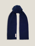 Front view of the Luca Faloni Chunky Knit Scarf in Midnight Blue, tied in a simple knot against a studio background.