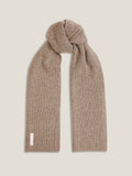 Product shot of the Luca Faloni Chunky Knit Scarf in Camel Beige, displayed tied in a knot against a plain background.
