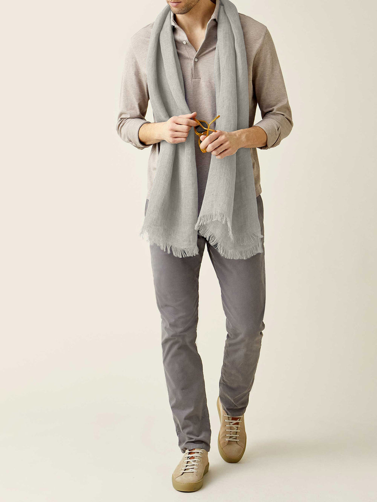 Luca Faloni Linen Scarf - Sea Grey - view 5