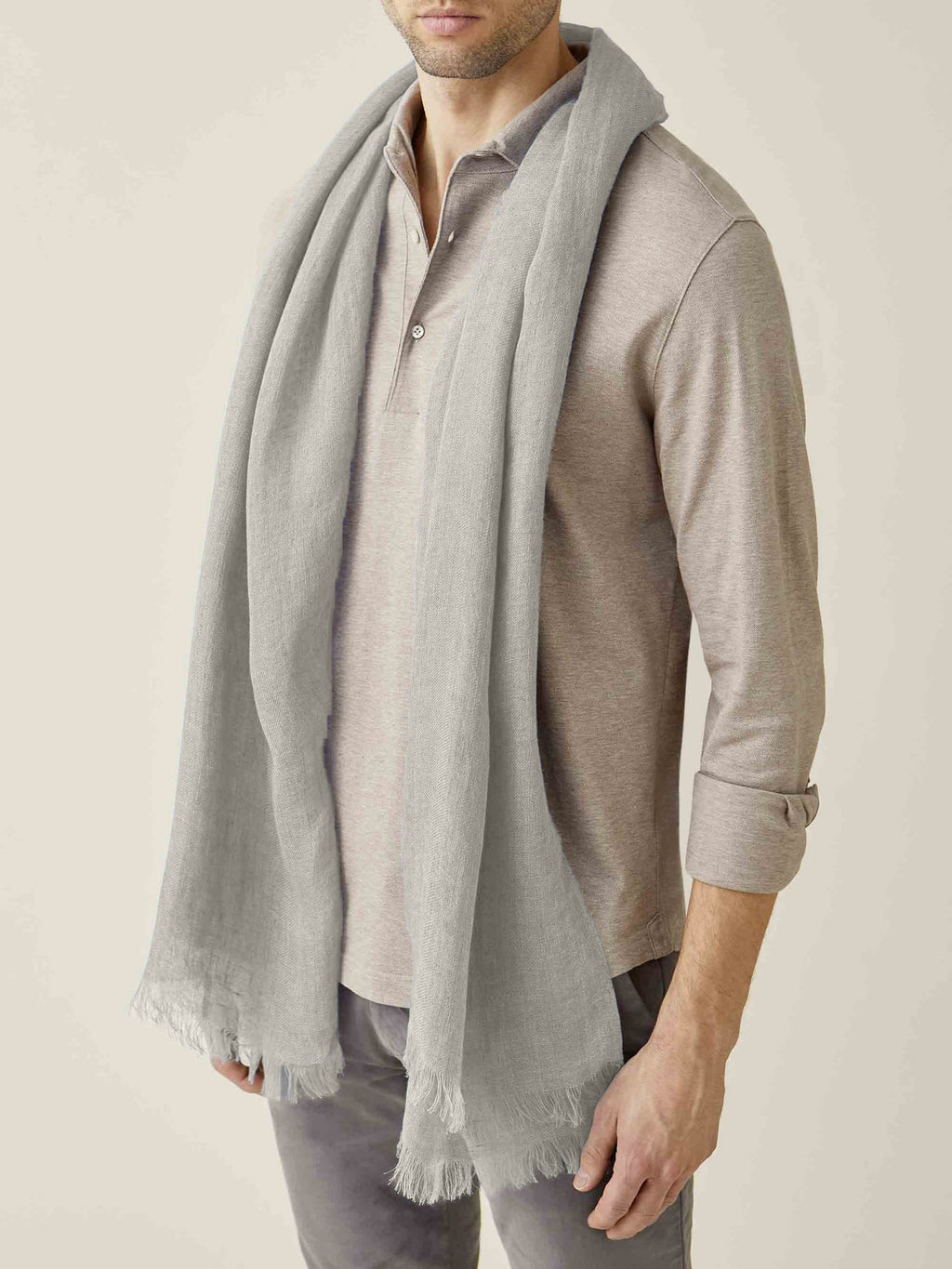 Luca Faloni Linen Scarf - Sea Grey - view 2