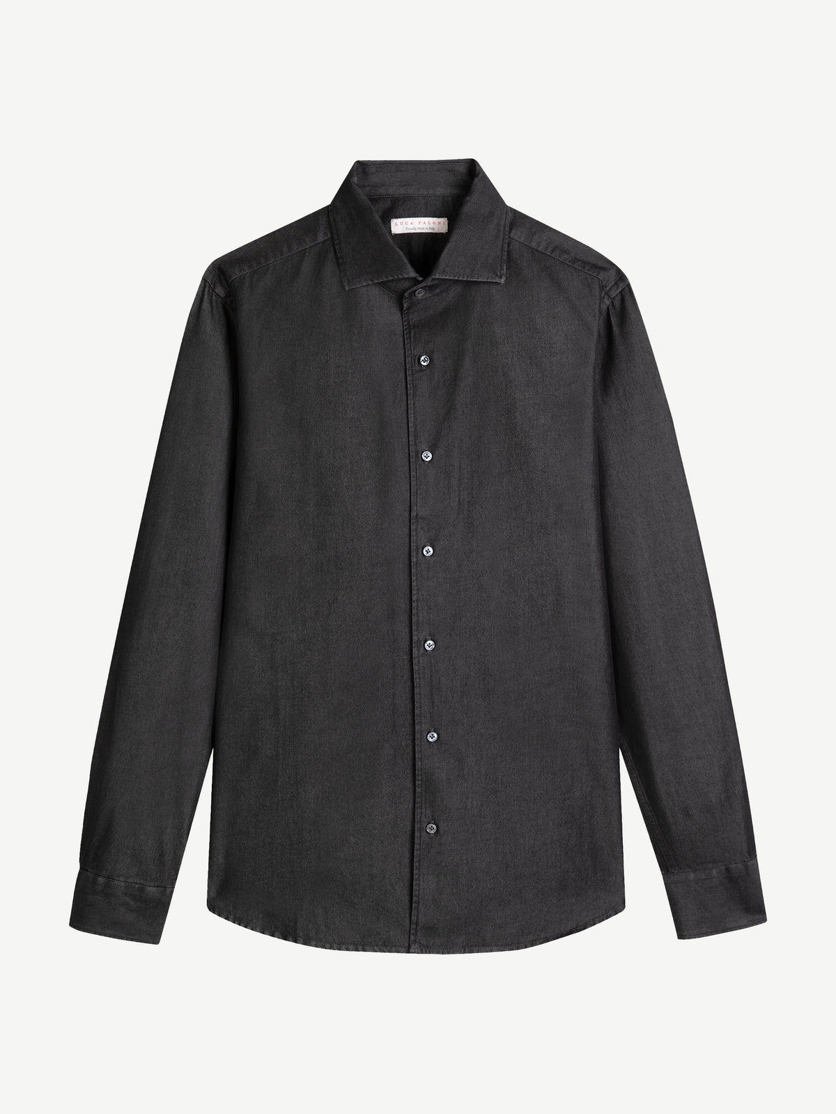 Luca Faloni Denim Classic Shirt - Black - view 5