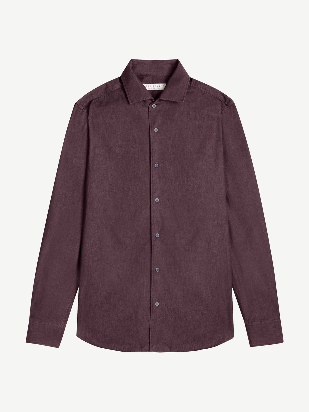 Luca Faloni Denim Classic Shirt - Burgundy - view 5