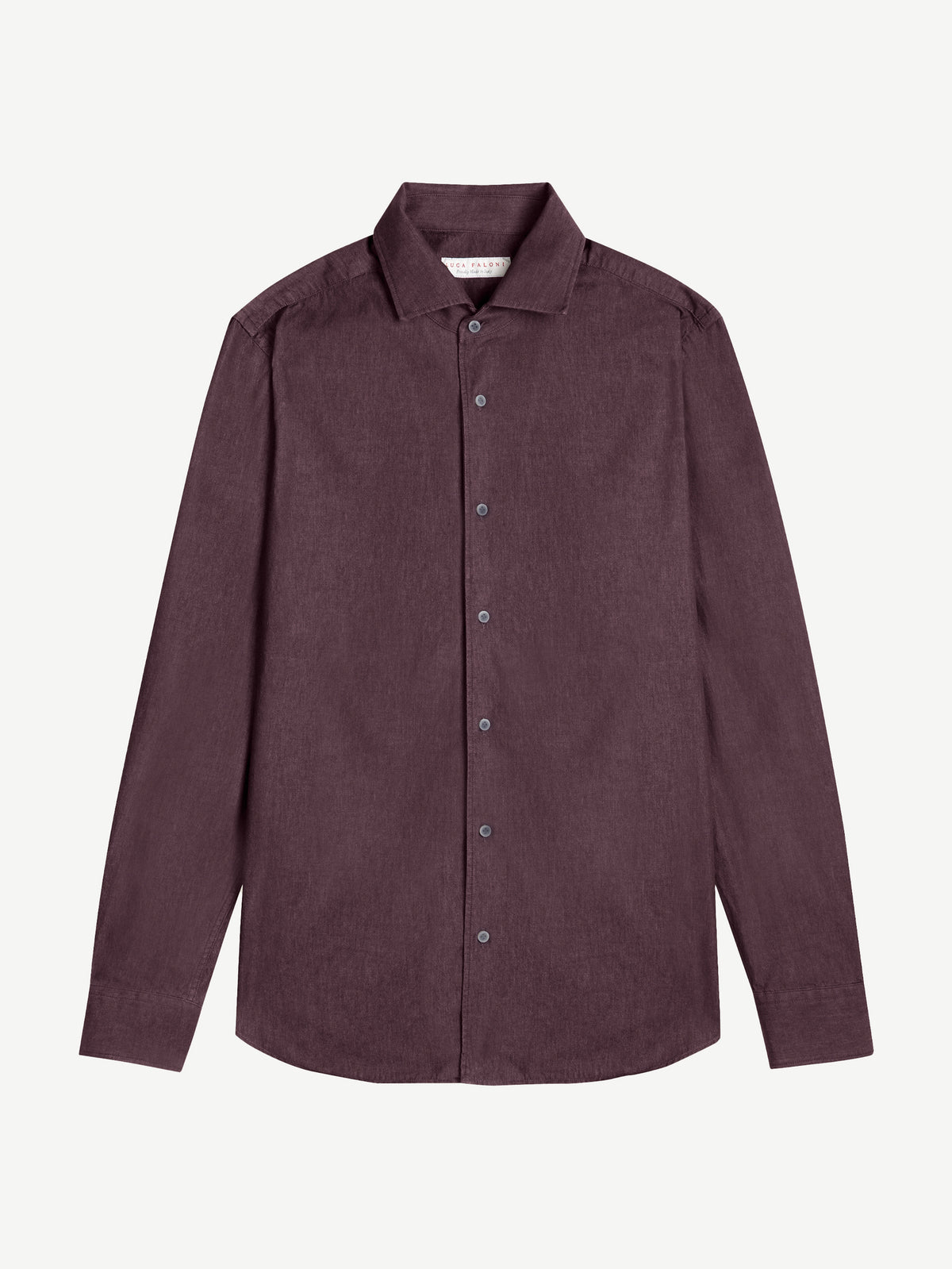 Luca Faloni Denim Classic Shirt - Burgundy - view 5