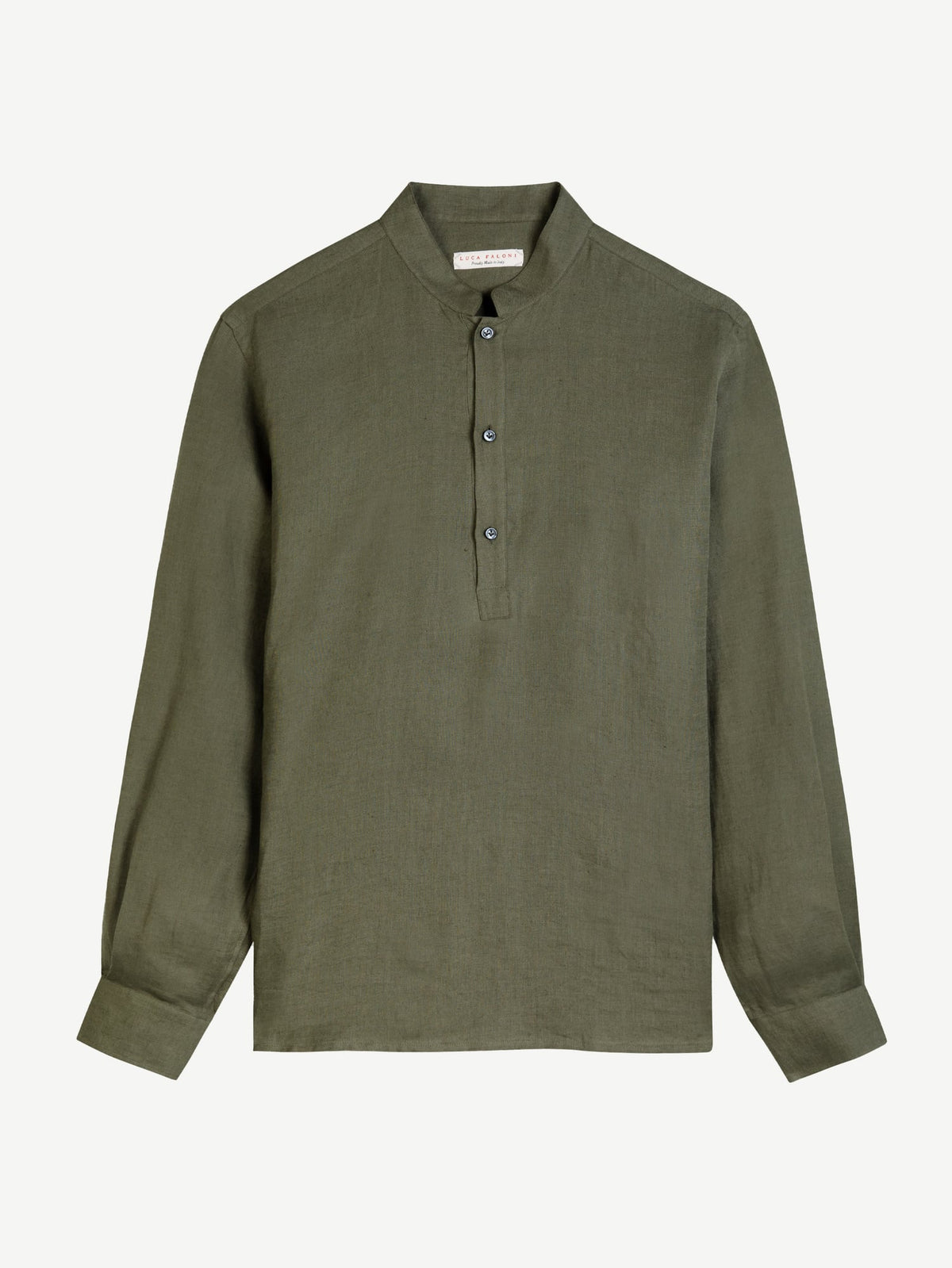 Luca Faloni Linen Forte Shirt - Khaki Green - view 5