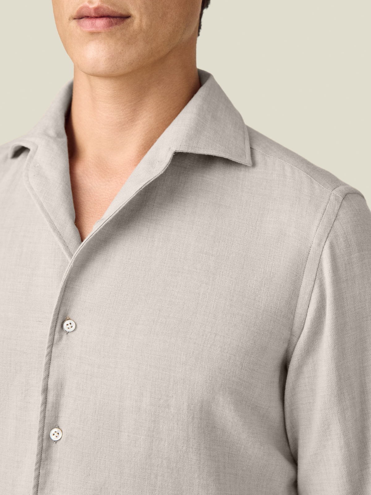 Luca Faloni Brushed Cotton Classic Shirt - Sand - view 2