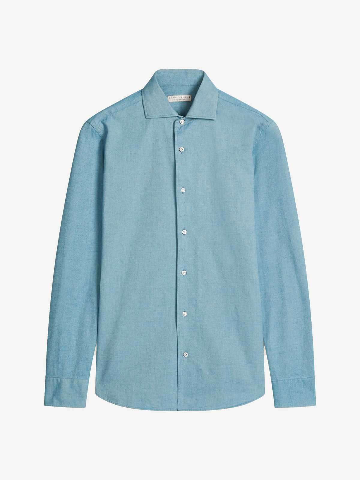 Luca Faloni Brushed Cotton Classic Shirt - Topaz - view 5