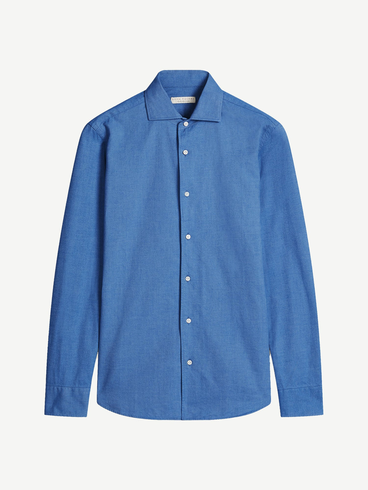 Luca Faloni Brushed Cotton Classic Shirt - Chambray Blue - view 5