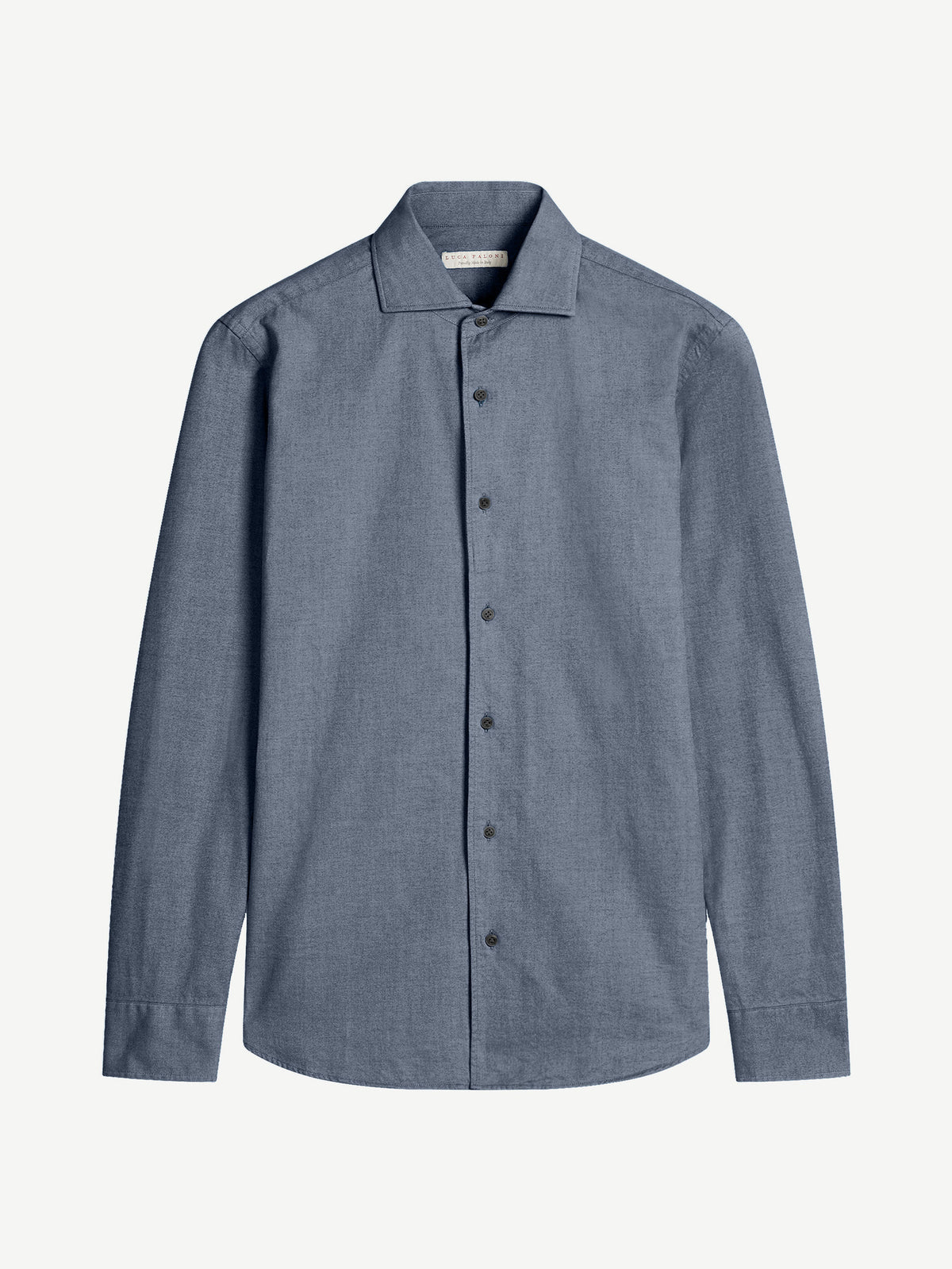 Luca Faloni Brushed Cotton Classic Shirt - Steel Blue - view 5