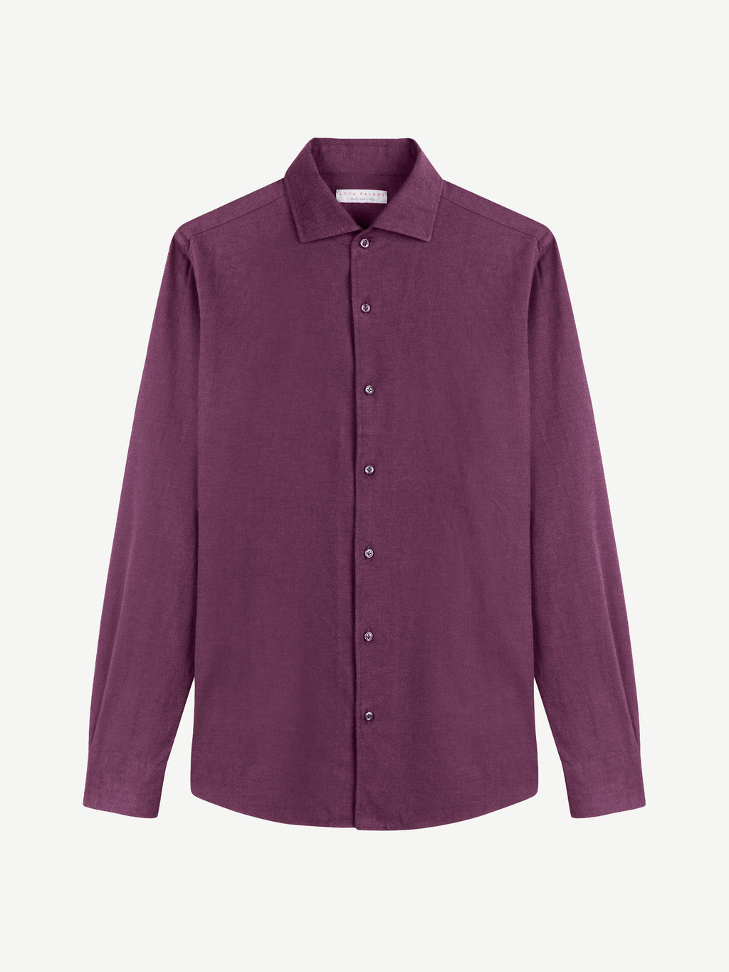 Luca Faloni Brushed Cotton Classic Shirt - Burgundy - view 5