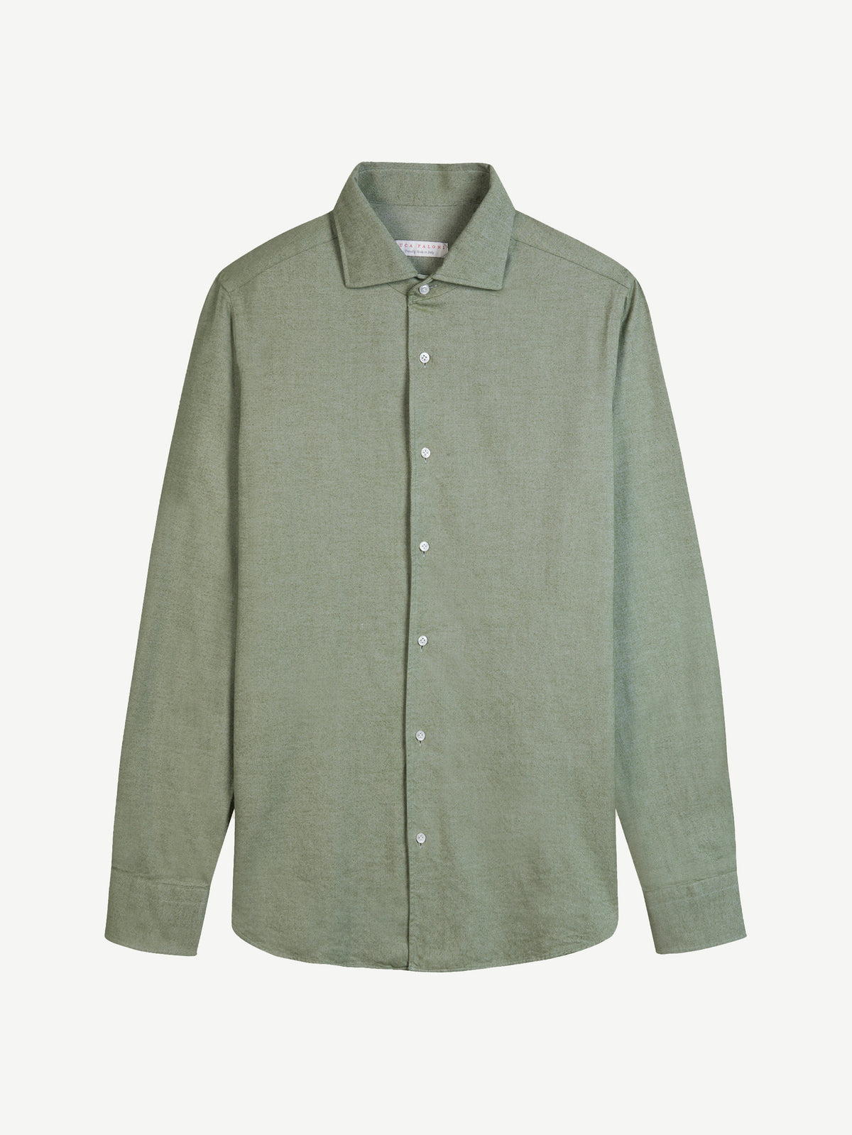 Luca Faloni Brushed Cotton Classic Shirt - Moss Green - view 5