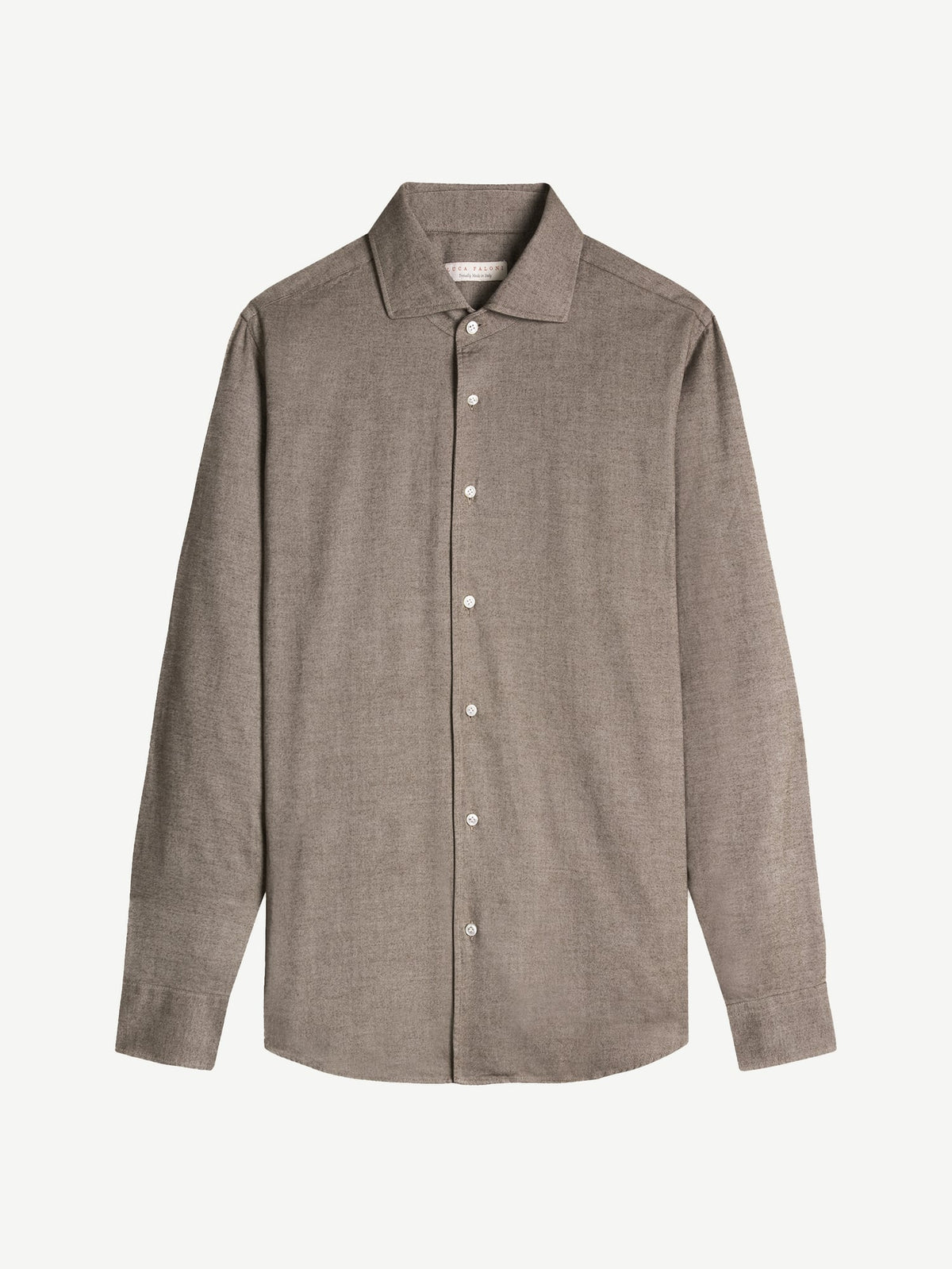 Luca Faloni Brushed Cotton Classic Shirt - Nocciola Brown - view 5