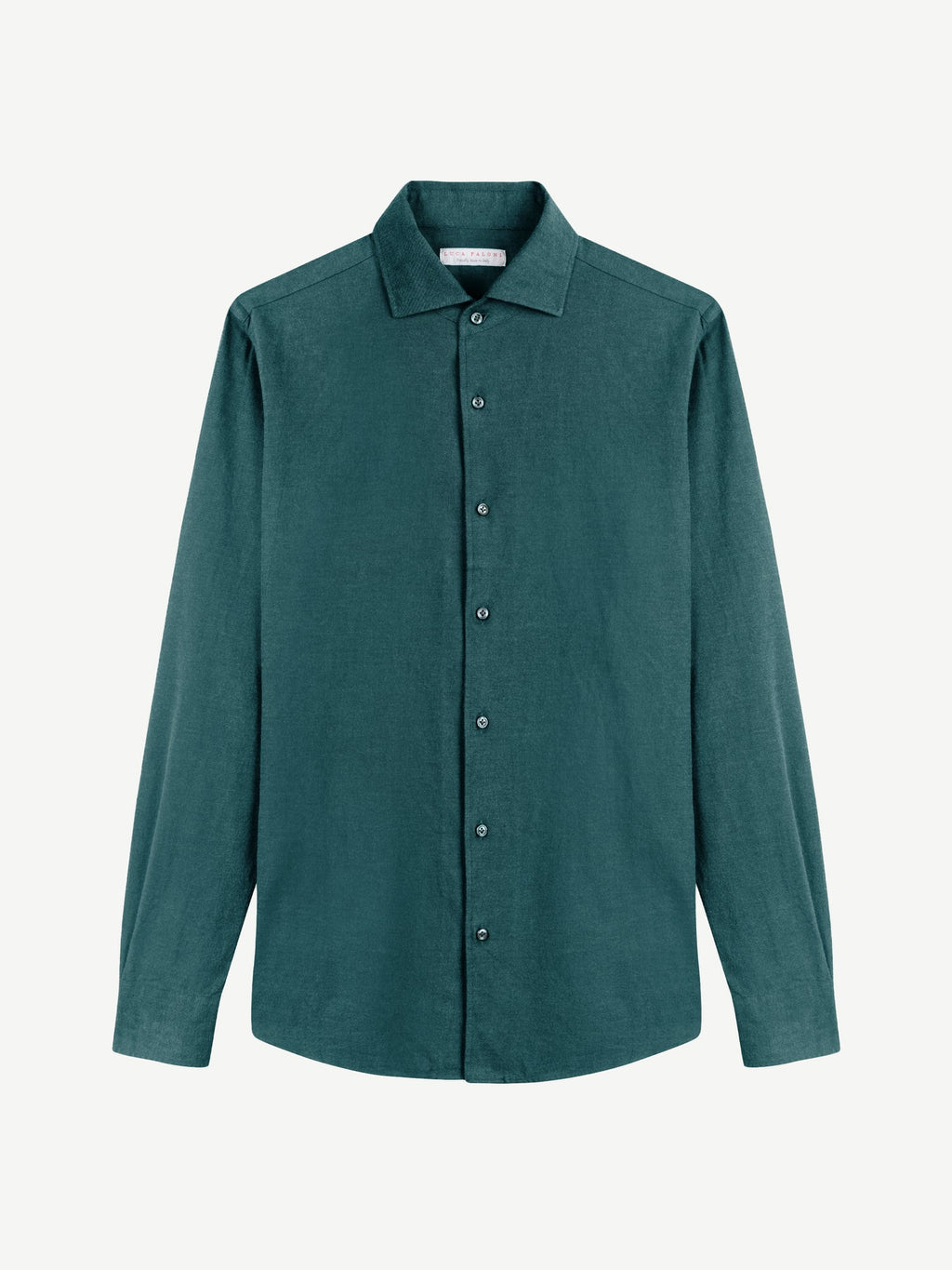 Luca Faloni Brushed Cotton Classic Shirt - Forest Green - view 5