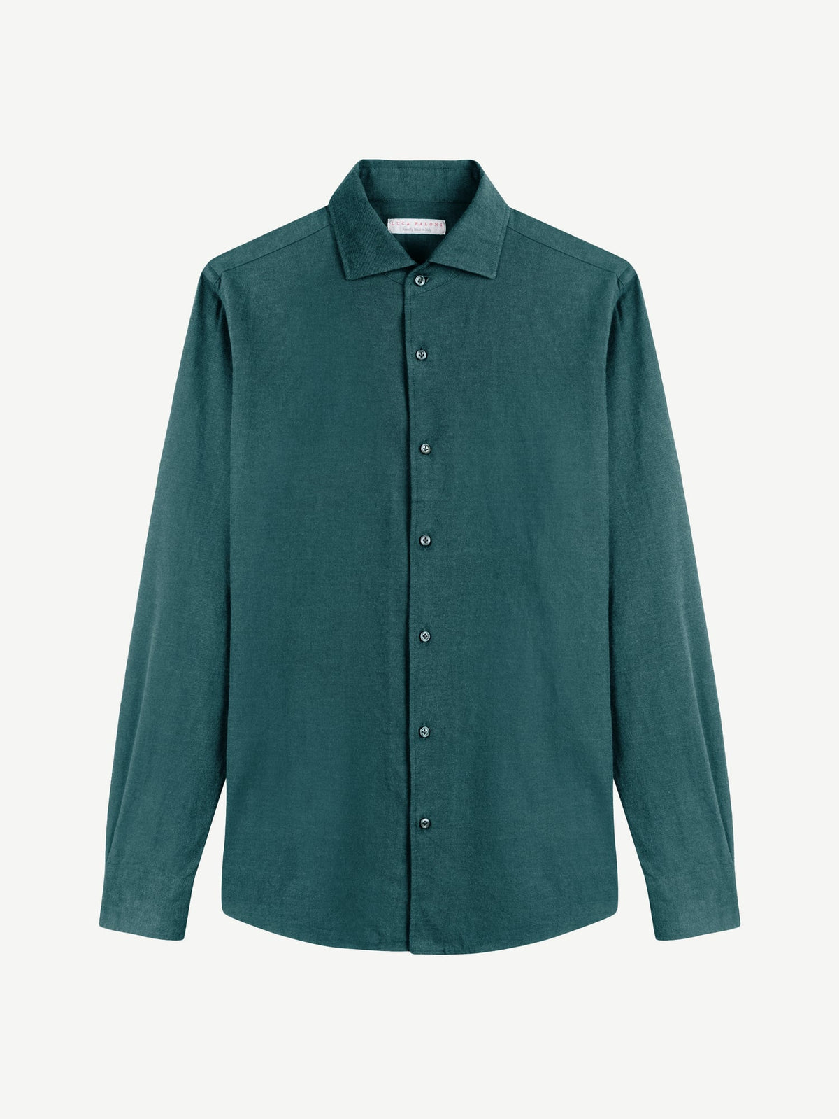 Luca Faloni Brushed Cotton Classic Shirt - Forest Green - view 5