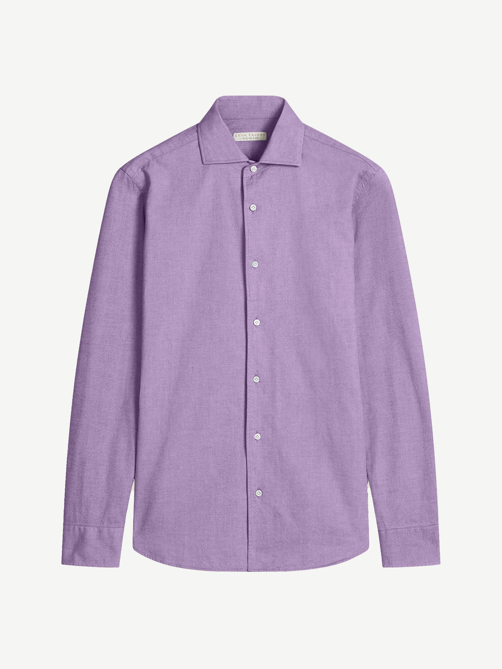 Luca Faloni Brushed Cotton Classic Shirt - Purple - view 5
