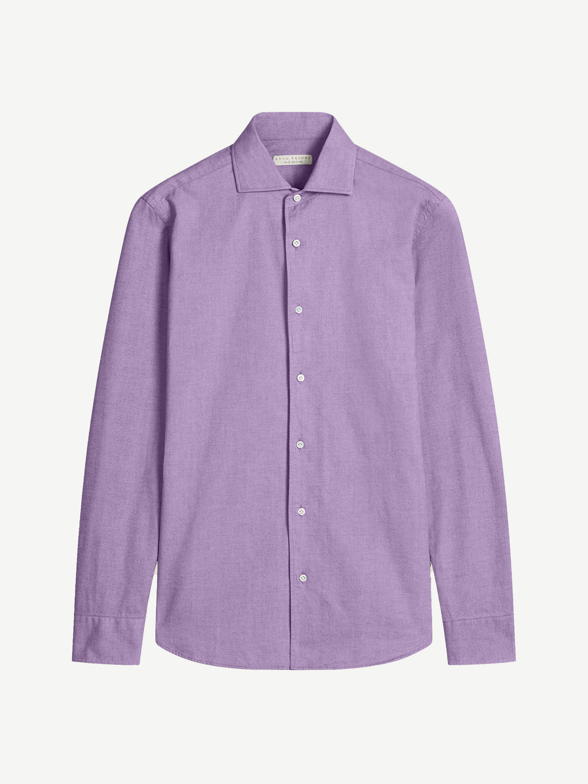 Luca Faloni Brushed Cotton Classic Shirt - Purple - view 5
