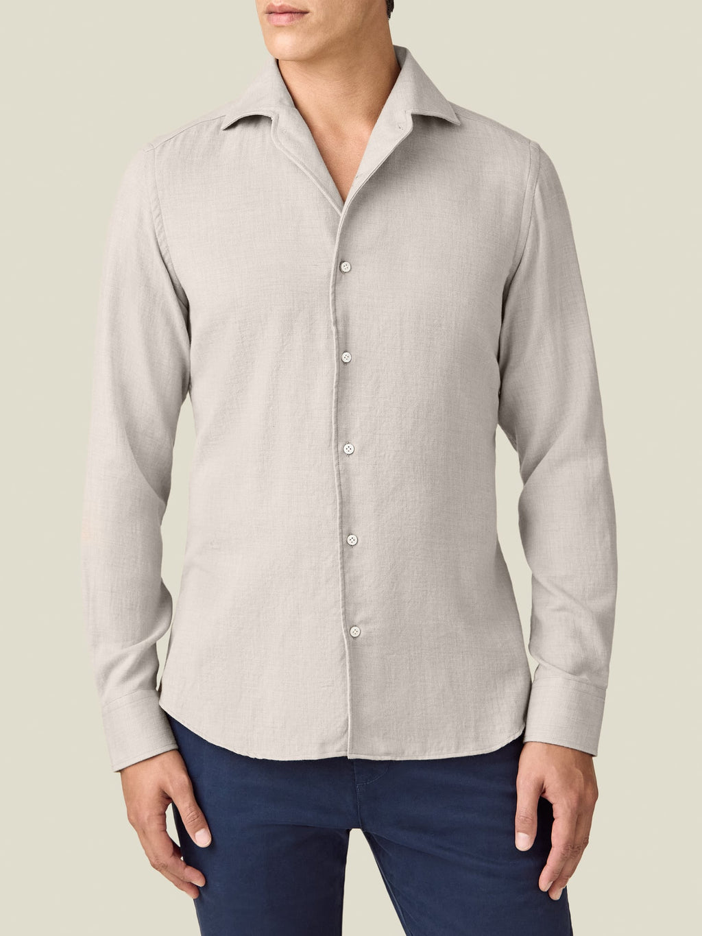 Luca Faloni Brushed Cotton Classic Shirt - Sand - view 1