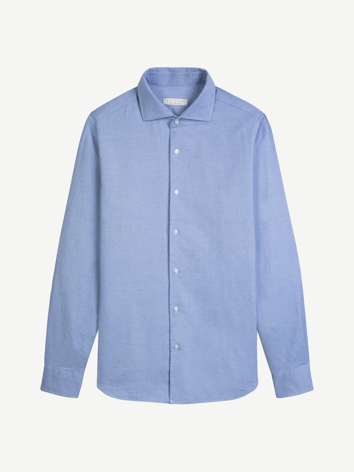 Luca Faloni Brushed Cotton Classic Shirt - Light Blue - view 5