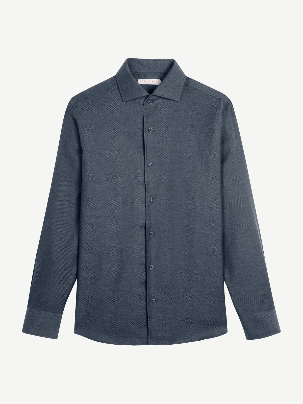 Luca Faloni Cashmere-Cotton Classic Shirt - Charcoal Grey - view 5