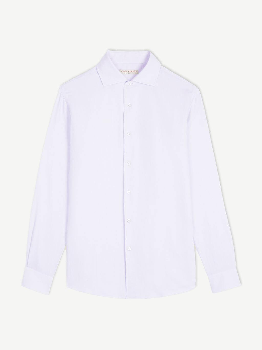 A flat lay shot of the Luca Faloni Cashmere-Cotton Shirt in white.
