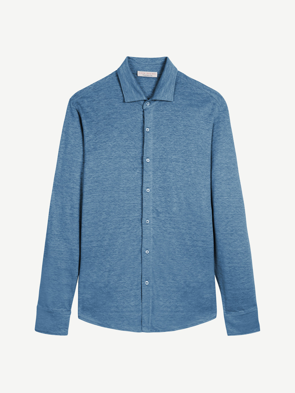 Luca Faloni Linen Jersey Shirt - Steel Blue - view 5