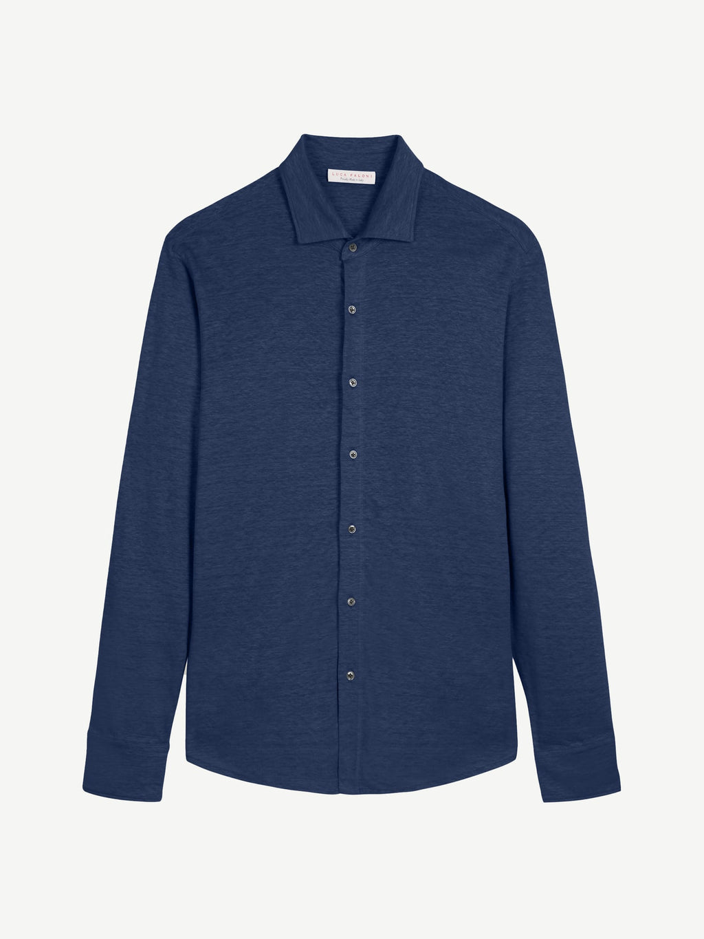 Luca Faloni Linen Jersey Shirt - Navy Blue - view 5