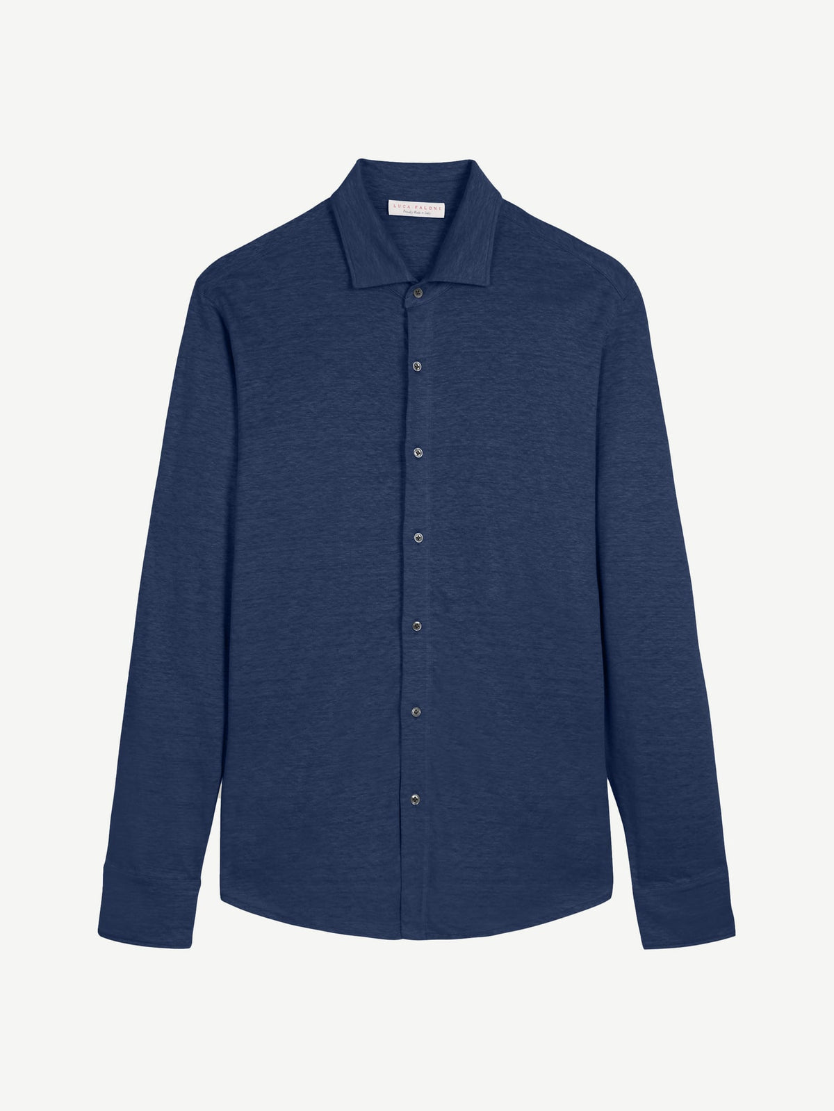 Luca Faloni Linen Jersey Shirt - Navy Blue - view 5