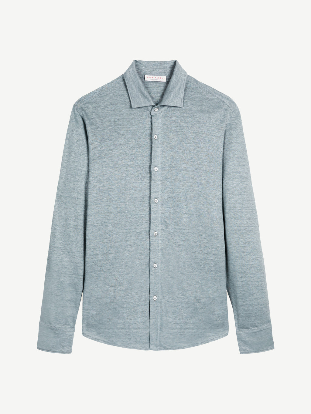 Luca Faloni Linen Jersey Shirt - Sea Grey - view 5