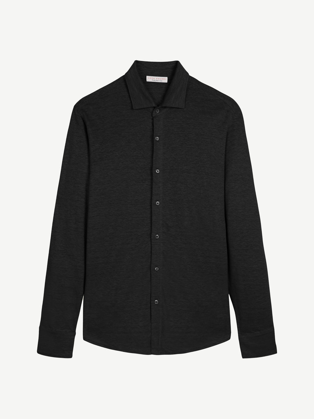 Luca Faloni Linen Jersey Shirt - Black - view 5