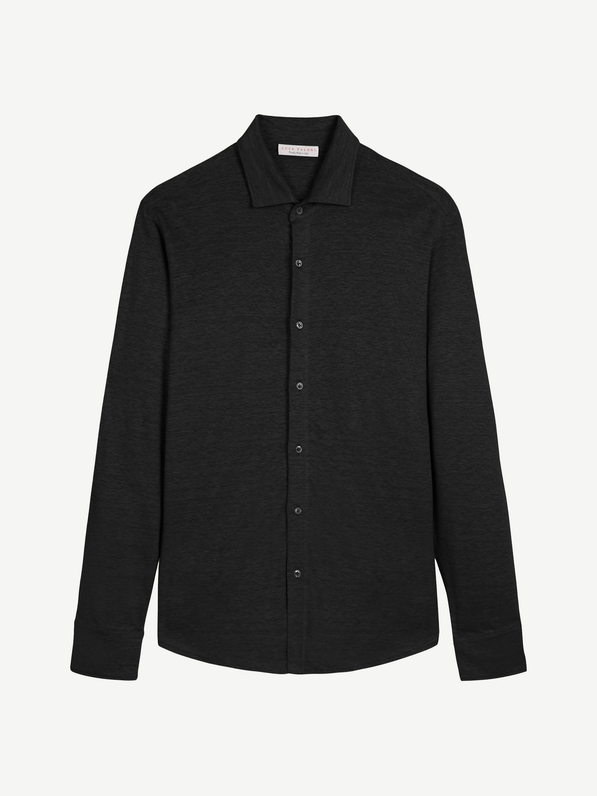 Luca Faloni Linen Jersey Shirt - Black - view 5