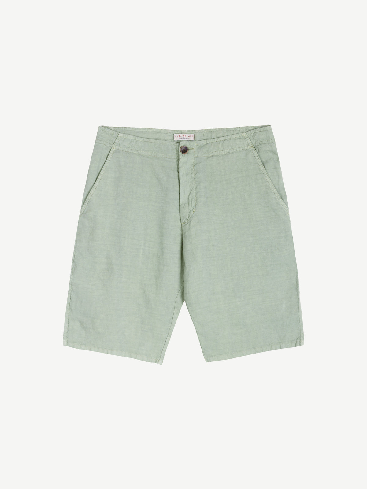 Luca Faloni Linen Bermuda Shorts - Sage Green - view 5